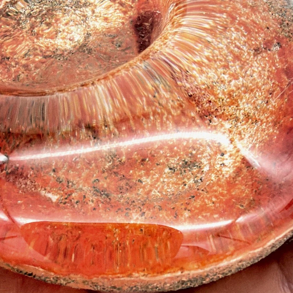 Art Glass Heart Paperweight Red Orange Swirled Mottled Maka 78